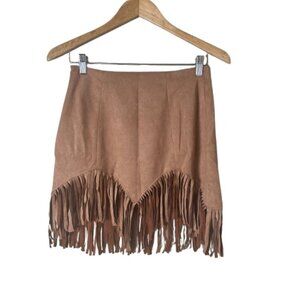 New NWT Relish NoLess Fringe Faux Suede Mini Skirt Size Medium